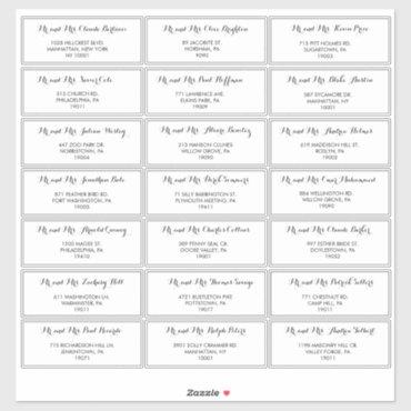 Minimalist Black White Wedding Guest Address Label