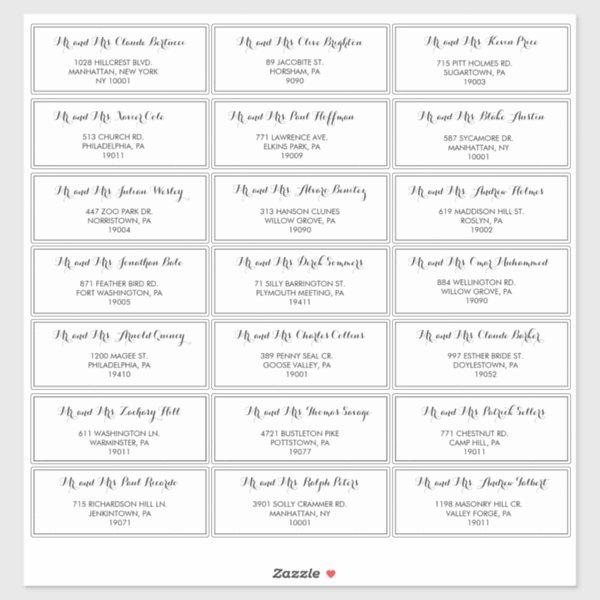 Minimalist Black White Wedding Guest Address Label