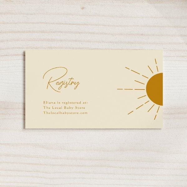 Minimalist Boho Sunshine Baby Registry  Enclosure Card