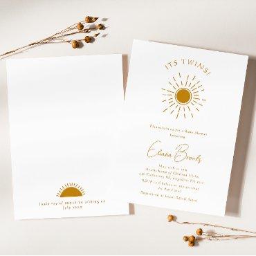 Minimalist Boho Sunshine Baby Shower It's Twins