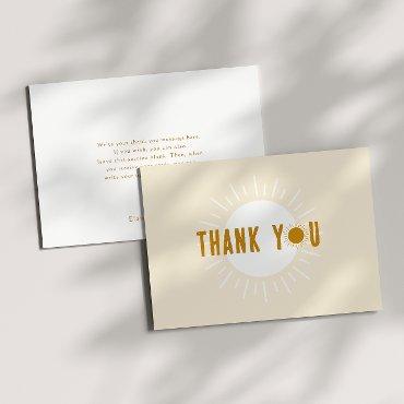 Minimalist Boho Sunshine Flat Baby Shower Thank You Card