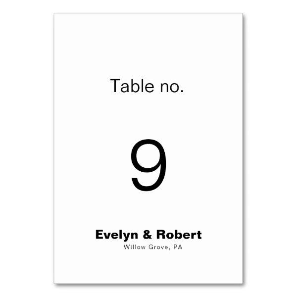 Minimalist Elegant Formal Wedding  Table Number