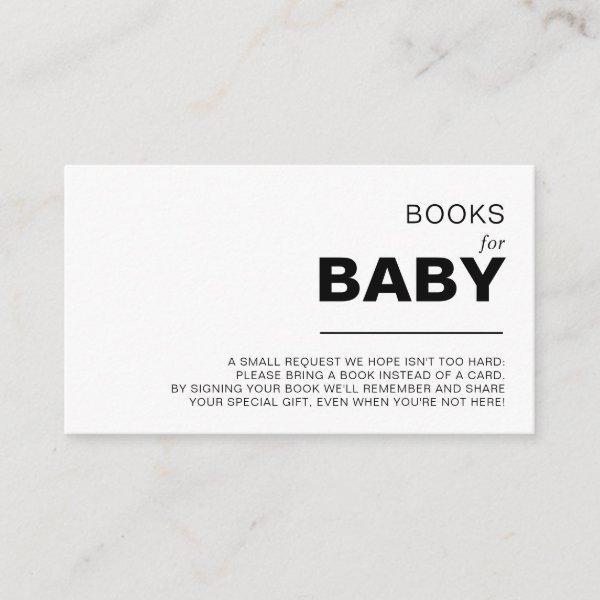 Minimalist Formal Baby Shower Book Request  Enclosure Card