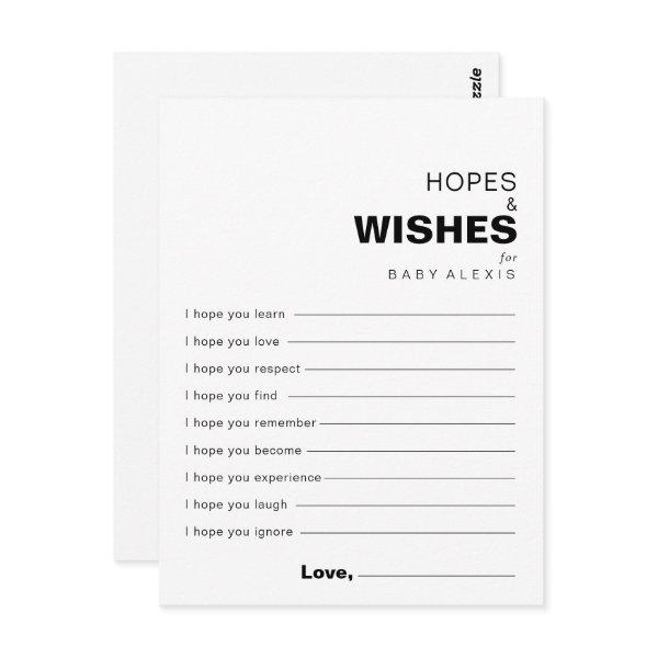 Minimalist Formal Baby Shower Hopes & Wishes Card