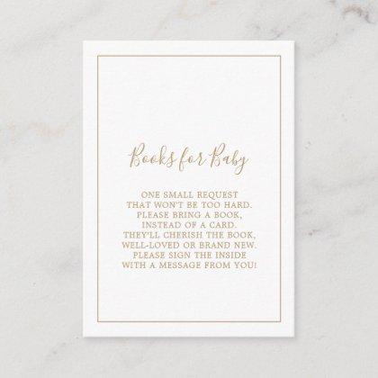 Minimalist Gold Baby Shower Books for Baby Enclosure Card