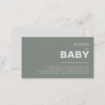 Minimalist Green Baby Shower Book Request    Enclosure Card