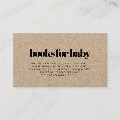 Minimalist kraft baby shower book request card