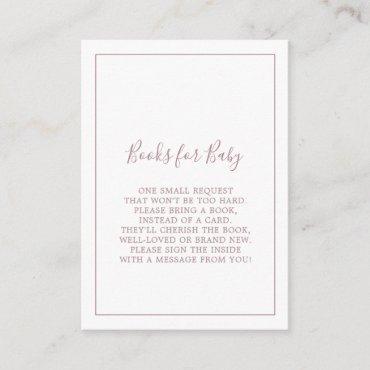 Minimalist Rose Gold Baby Shower Books for Baby Enclosure Card