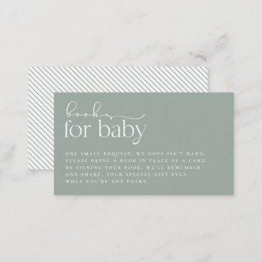 Minimalist Sage Green Baby Shower Book Request Enclosure Card