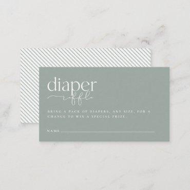 Minimalist Sage Green Baby Shower Diaper Raffle Enclosure Card