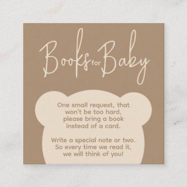 Minimalist simple bear Baby Shower Book request  Enclosure Card