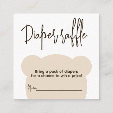 Minimalist simple bear Baby Shower diaper raffle  Enclosure Card