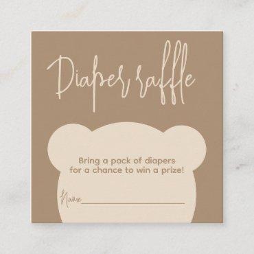 Minimalist simple bear Baby Shower diaper raffle Enclosure Card