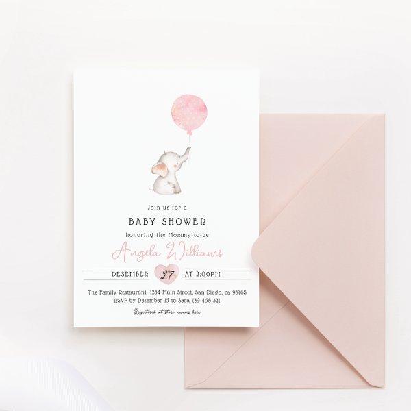 Minimalist simple modern elephant Baby Shower