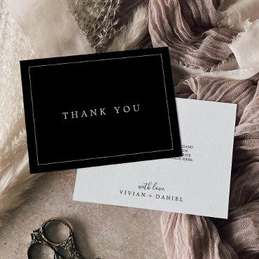 Minimalist Typography | Dark Black Thank You Card