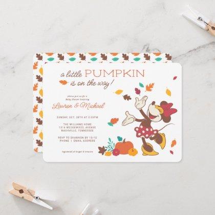 Minnie Mouse Fall Harvest Pumpkin Baby Shower Invitation