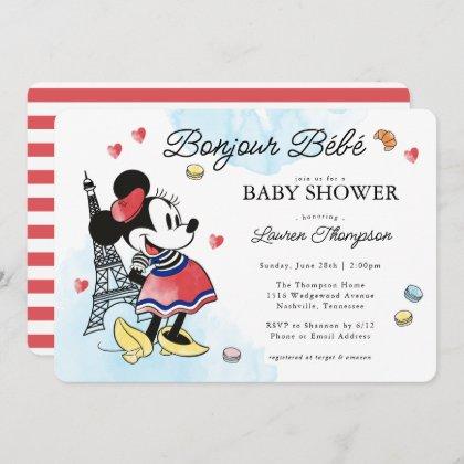 Minnie Mouse Paris Baby Shower Invitation
