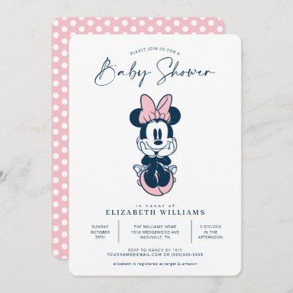 Minnie Mouse Pink & Blue Baby Shower Invitation