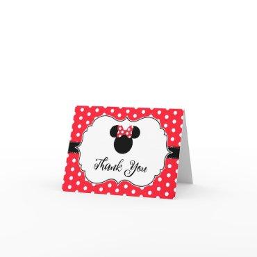 Minnie Mouse | Red & White Polka Dot Baby Shower Thank You Card
