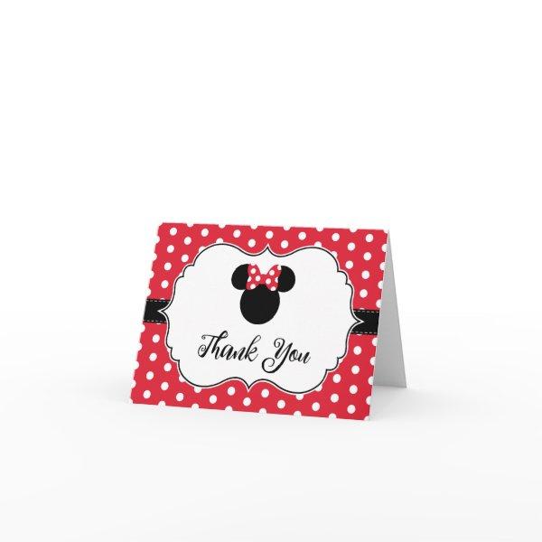 Minnie Mouse | Red & White Polka Dot Baby Shower Thank You Card