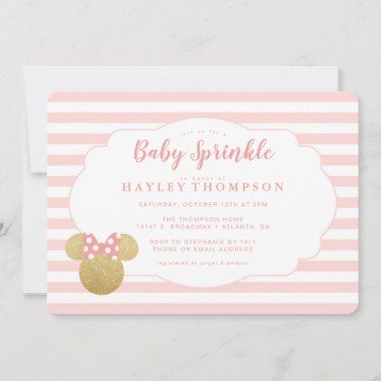 Minnie | Pink & Faux Gold Glitte Baby Sprinkle Invitation