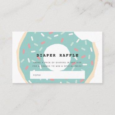 Mint Green Donut Baby Shower Diaper Raffle Ticket Enclosure Card