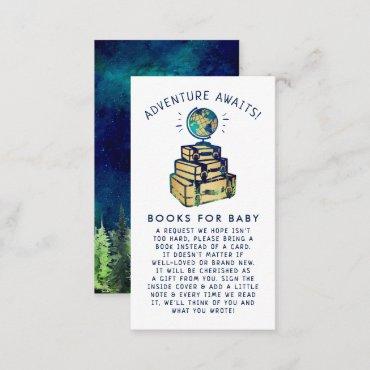 Modern Adventure Travel Globe Baby Shower Book Enclosure Card