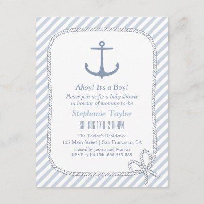 Modern Anchor Nautical Baby Shower Invitations