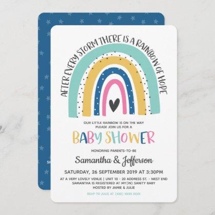 Modern and Simple Hope Rainbow Baby Shower Invitation