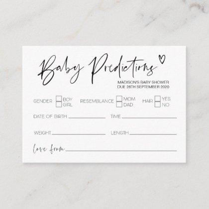 Modern Baby Shower Baby Predictions Guess Card
