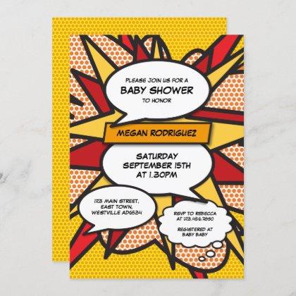Modern Baby Shower Sprinkle Gender Neutral Comic Invitation