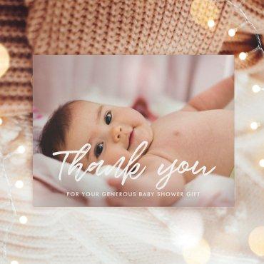 Modern baby shower thank you photo postcard