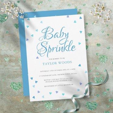 Modern Blue Love Hearts Baby Boy Sprinkle Shower