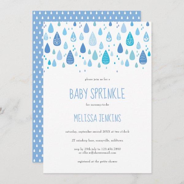 Modern Blue Raindrops Baby Boy Sprinkle / Shower