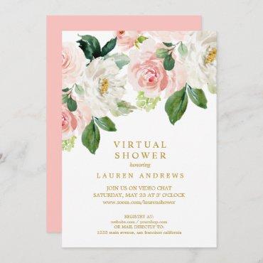 Modern Blush Gold Virtual Bridal or Baby Shower Invitation