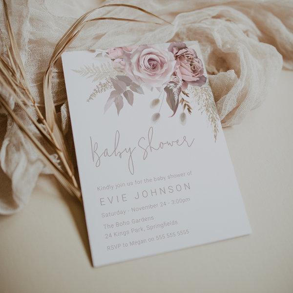 Modern Boho Dusty Rose & Blush Floral