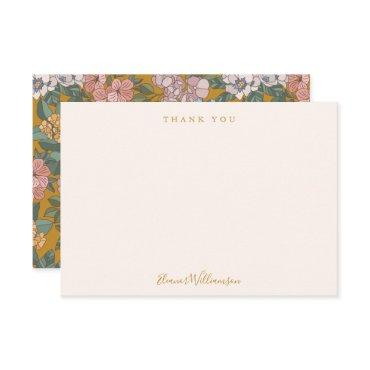 Modern Boho Floral Mustard Yellow Baby Shower  Thank You Card