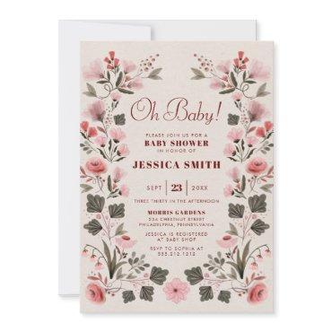 Modern Boho Folk Gender Neutral Baby Shower Invita