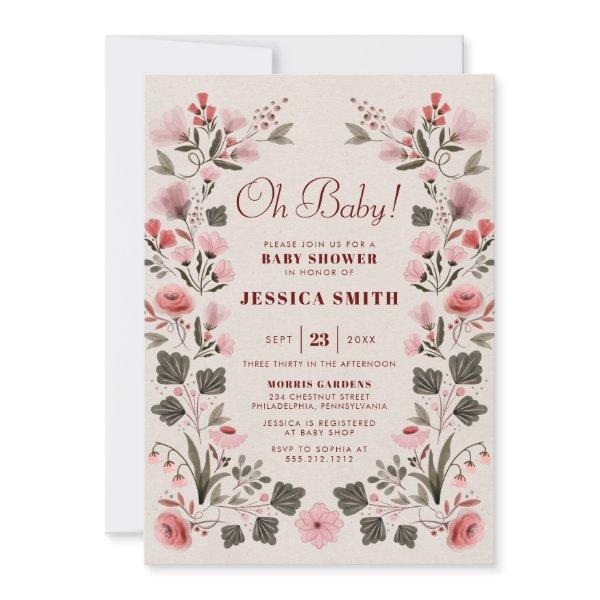 Modern Boho Folk Gender Neutral Baby Shower Invita