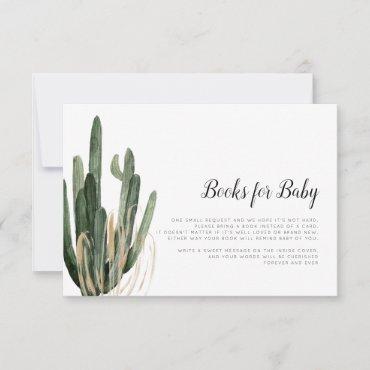 Modern Cactus Baby Shower Books for Baby Card