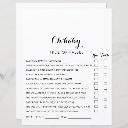 Modern Calligraphy Oh Baby Shower Game