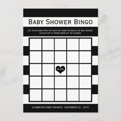 Modern Chic Black & White Baby Shower Bingo Invitation