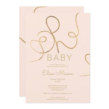 Modern chic gold blush calligraphy Oh