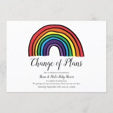 Modern Couples Baby Shower Rainbow Change of Plans Invitation