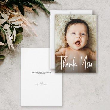 Modern Custom Photo Small Note Baby Shower  Thank You Card