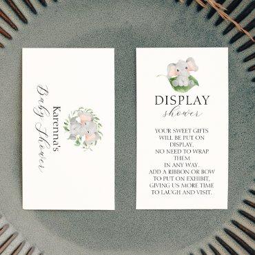 Modern Elephant Greenery Baby Display Shower Enclosure Card