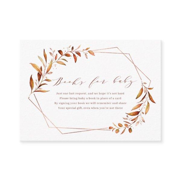 Modern Fall Greenery Geometric Books Request Enclosure Card
