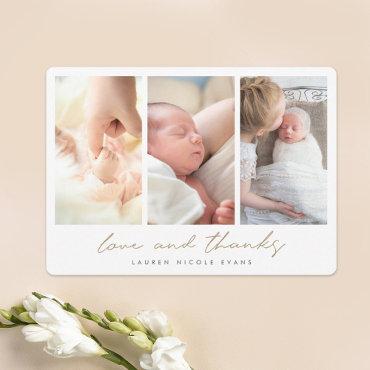 Modern Gold Multi Photo Collage Custom Baby Shower Thank You Card