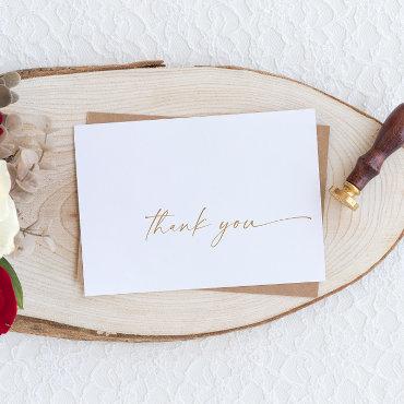 Modern Gold Script Thank You Card