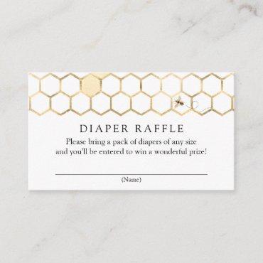 Modern Golden Bee Diaper Raffle insert card